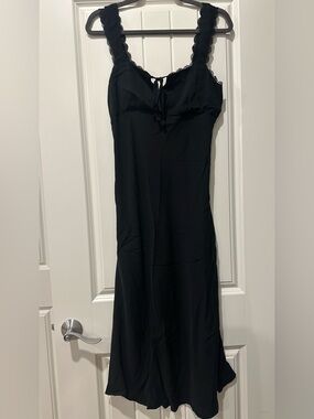 No Boundaries Black Lace-Trim Maxi Slip Dress Size Small